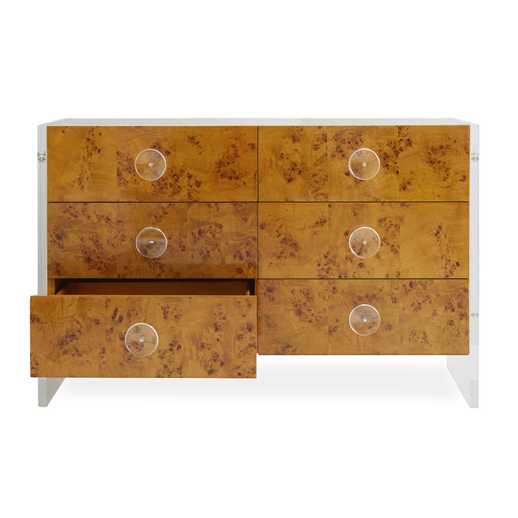 Burled Mappa White Double Dresser with Soft Close Drawers
