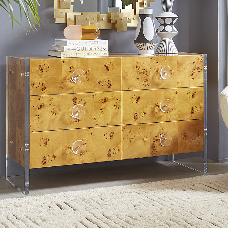 Burled Mappa White Double Dresser with Soft Close Drawers