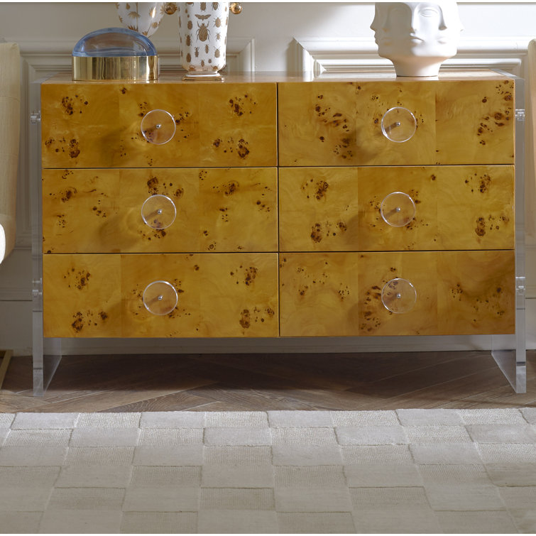 Burled Mappa White Double Dresser with Soft Close Drawers