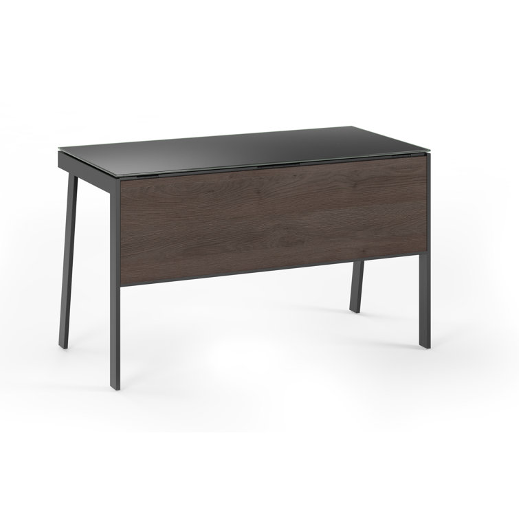 Sepia Glass Writing Desk with Drawer and Power Outlet