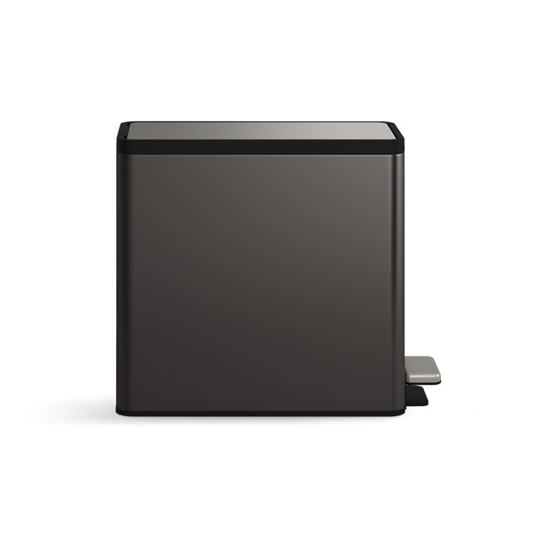 2.5-Gallon Black Stainless Steel Bathroom Pedal Trash Can
