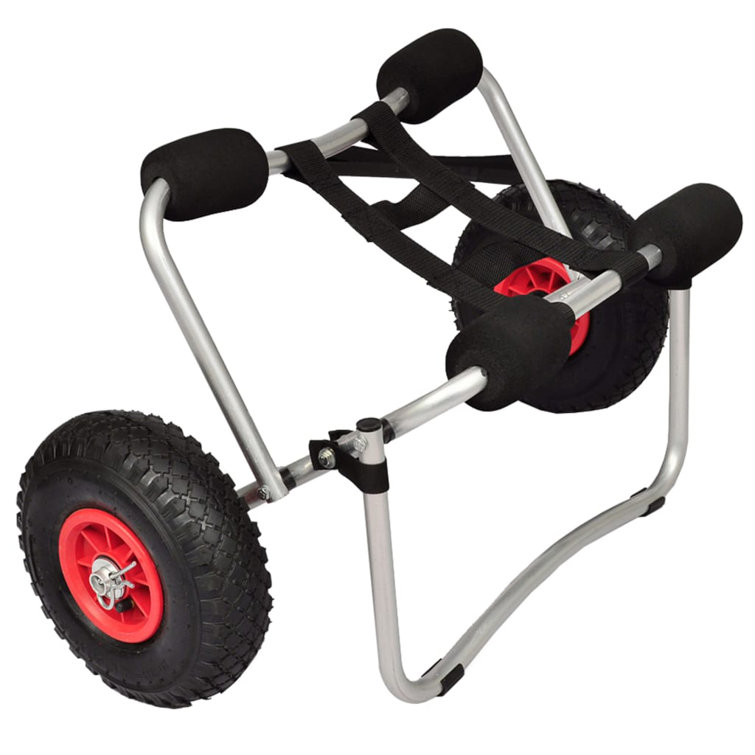 Foldable Aluminum Kayak Cart with Foam Bumpers and Inflated Wheels