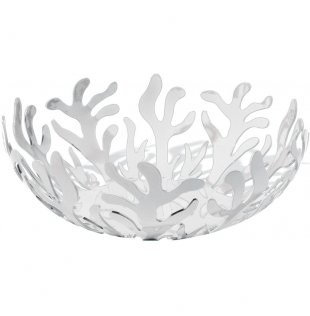 White Epoxy Resin and Stainless Steel Coastal Decorative Bowl