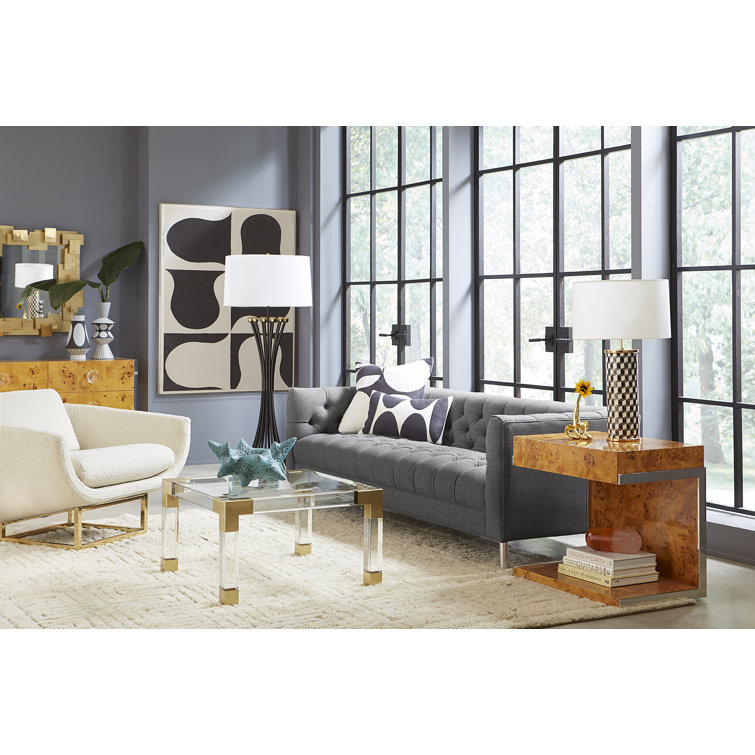 Olympus Ivory Velvet Cushioned Lounge Chair with Manufactured Wood Frame
