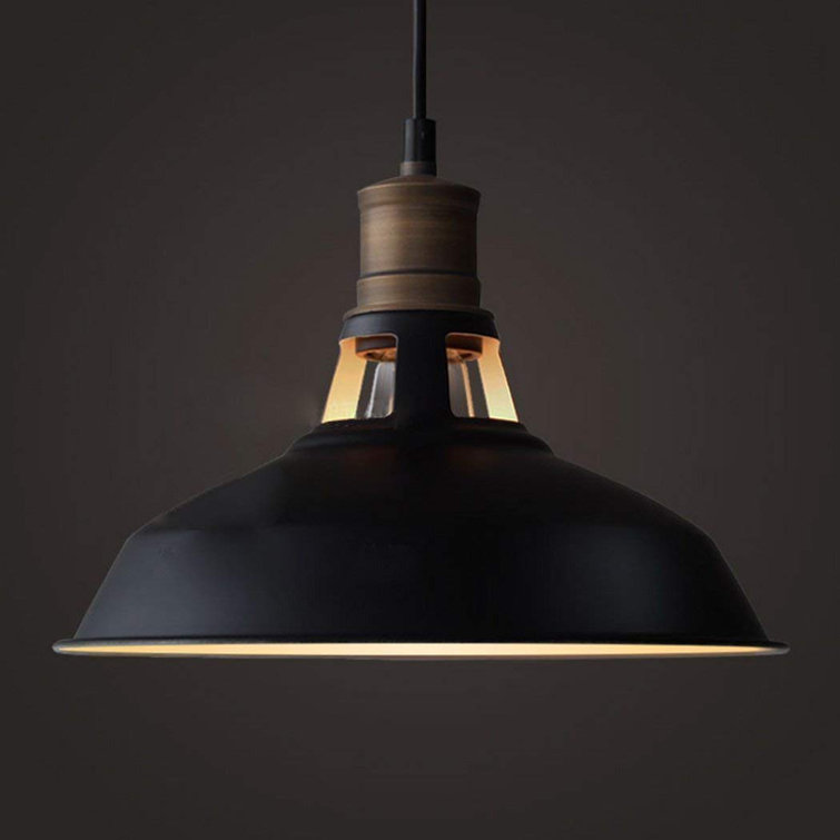 Matte Black and White Industrial Barn Pendant Light