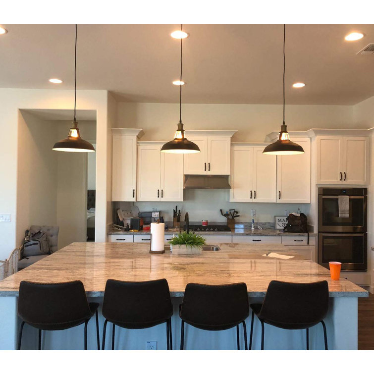 Matte Black and White Industrial Barn Pendant Light