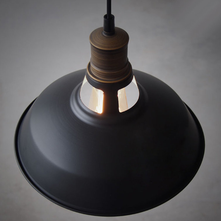 Matte Black and White Industrial Barn Pendant Light