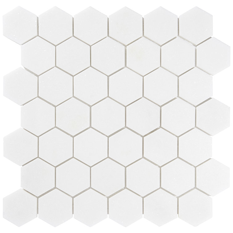 White Thassos Hexagon Marble Mosaic Tile Sheet for Kitchen and Bathroom
