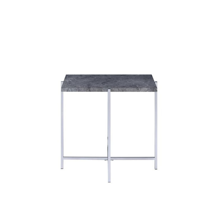 Contemporary Chrome & Faux Marble 25" Square End Table