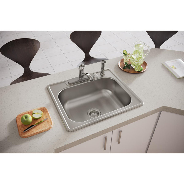 Elite Satin Stainless Steel Single Bowl Drop-In Kitchen Sink