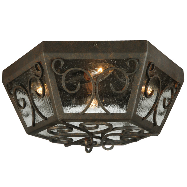 Camilla 4-Light Copper Rust Globe Flush Mount with Clear Seeded Glass