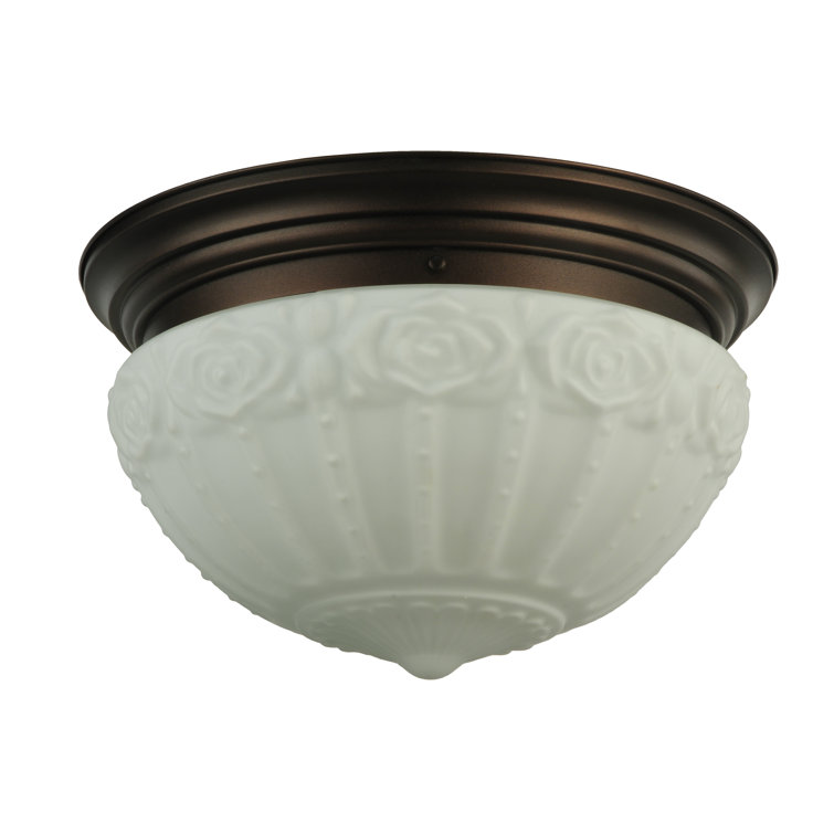 Elegant White Puffy Rose 3-Light Flush Mount Ceiling Fixture
