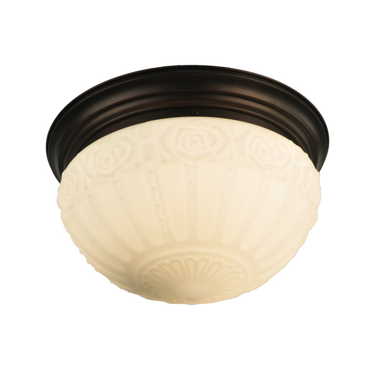 Elegant White Puffy Rose 3-Light Flush Mount Ceiling Fixture