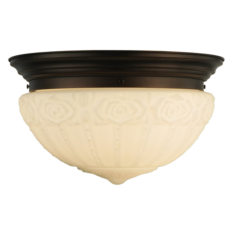 Elegant White Puffy Rose 3-Light Flush Mount Ceiling Fixture