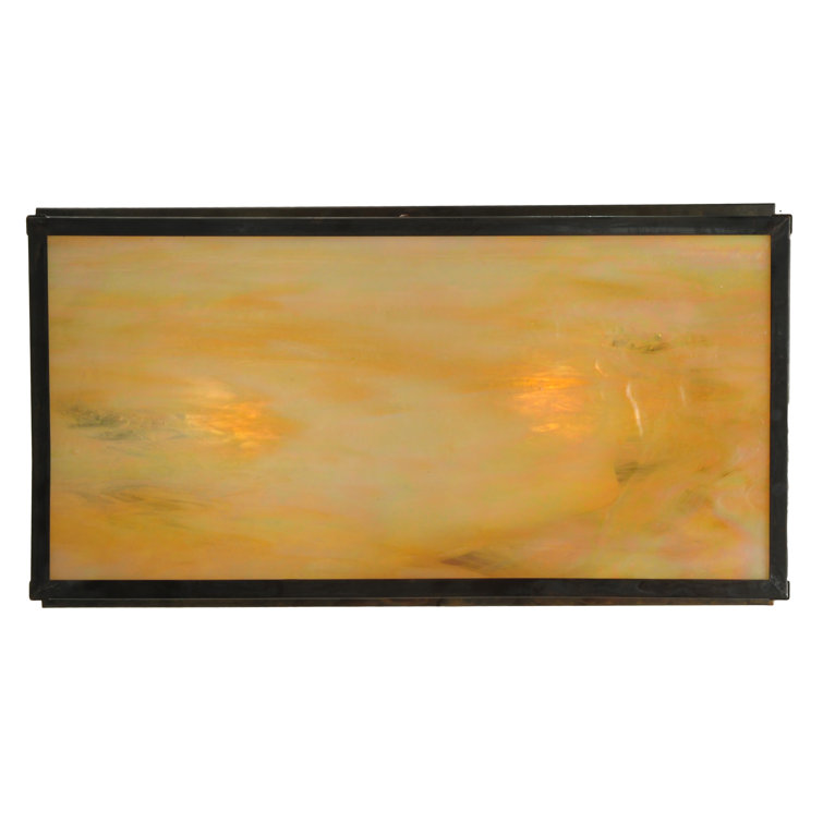 Beige Iridescent Glass & Vintage Copper 2-Light Globe Flush Mount