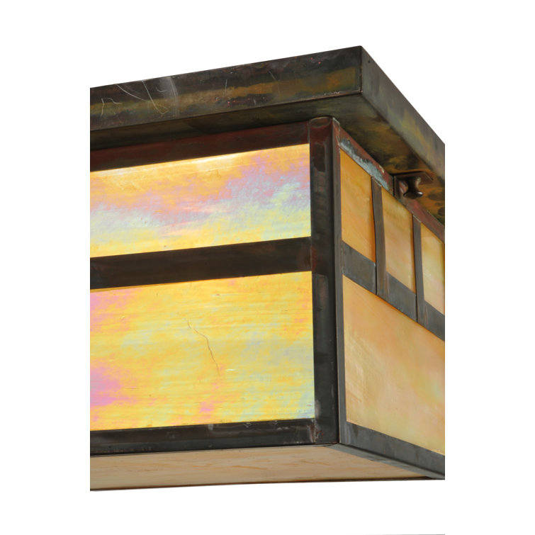 Beige Iridescent Glass & Vintage Copper 2-Light Globe Flush Mount