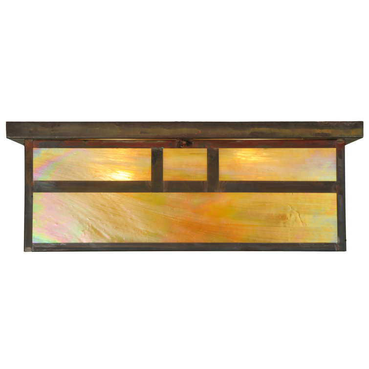 Beige Iridescent Glass & Vintage Copper 2-Light Globe Flush Mount
