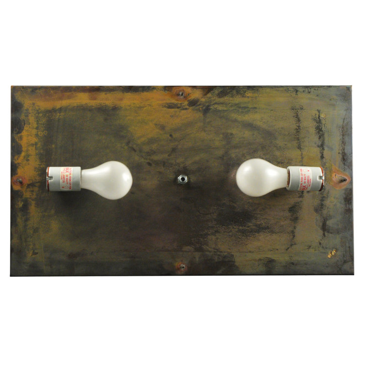 Beige Iridescent Glass & Vintage Copper 2-Light Globe Flush Mount