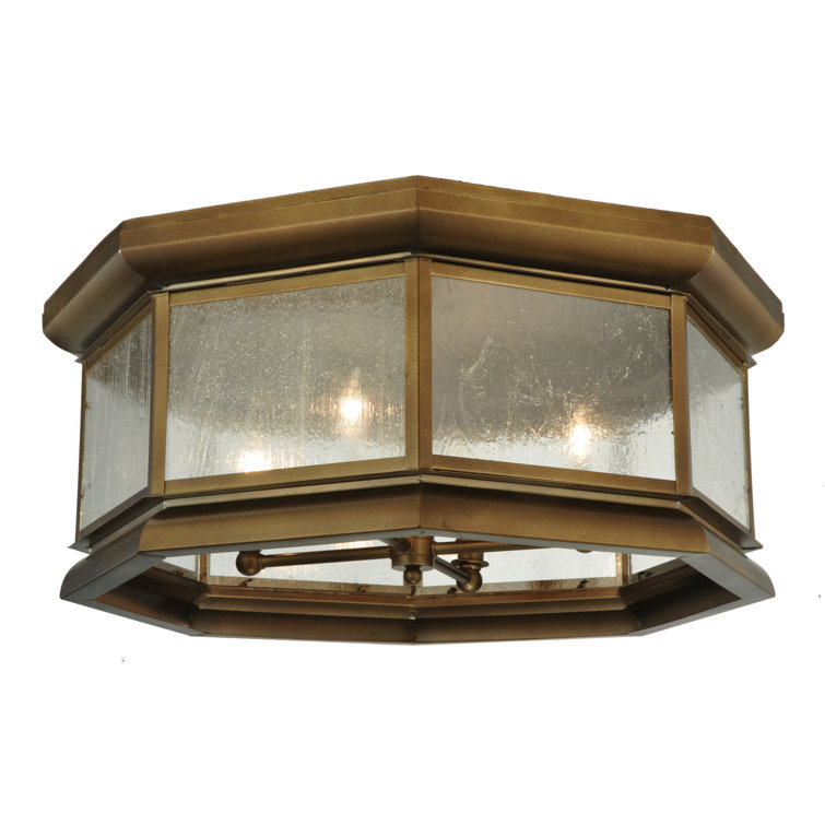 Manchester Octagon Glass and Brass Flushmount Light
