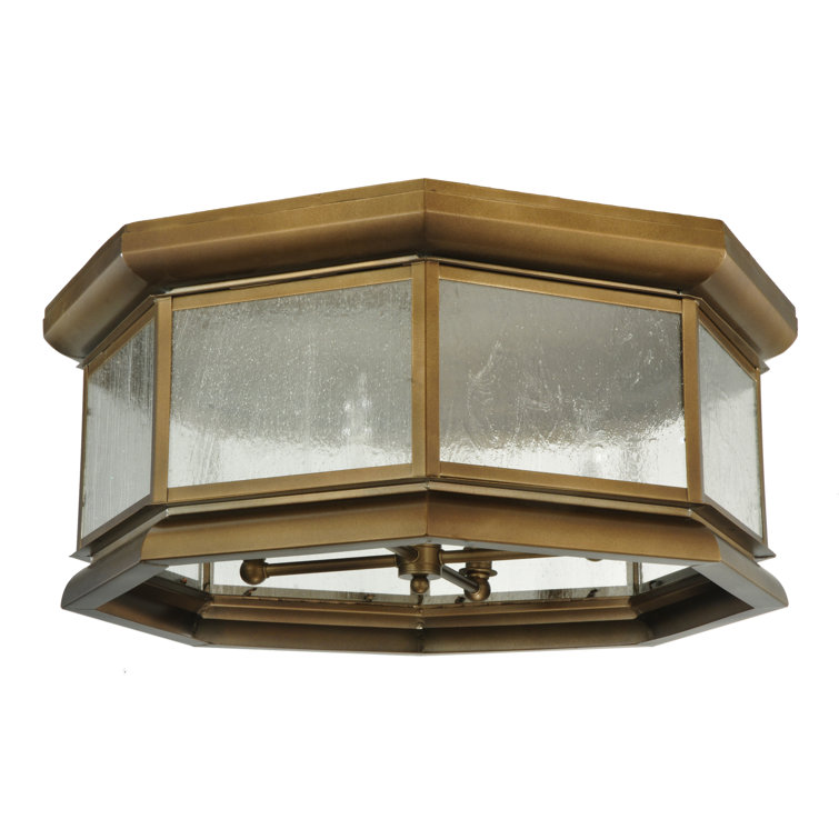 Manchester Octagon Glass and Brass Flushmount Light