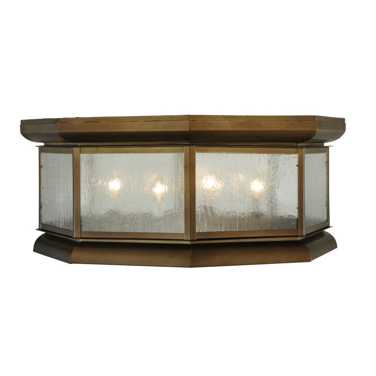 Manchester Octagon Glass and Brass Flushmount Light