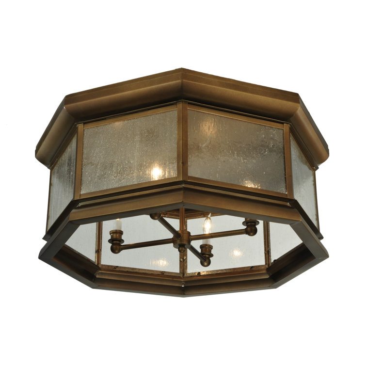 Manchester Octagon Glass and Brass Flushmount Light