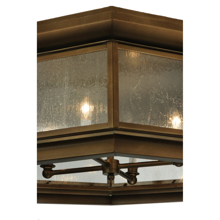Manchester Octagon Glass and Brass Flushmount Light