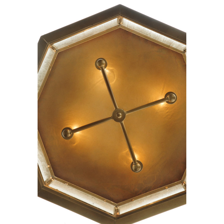 Manchester Octagon Glass and Brass Flushmount Light