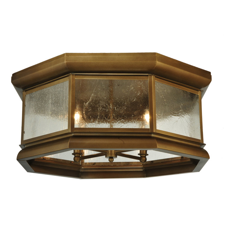 Manchester Octagon Glass and Brass Flushmount Light