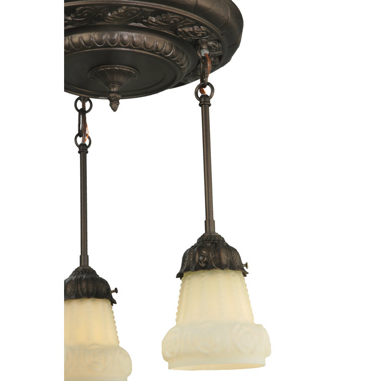 Bronze 3-Light Indoor/Outdoor Glass Semi-Flushmount