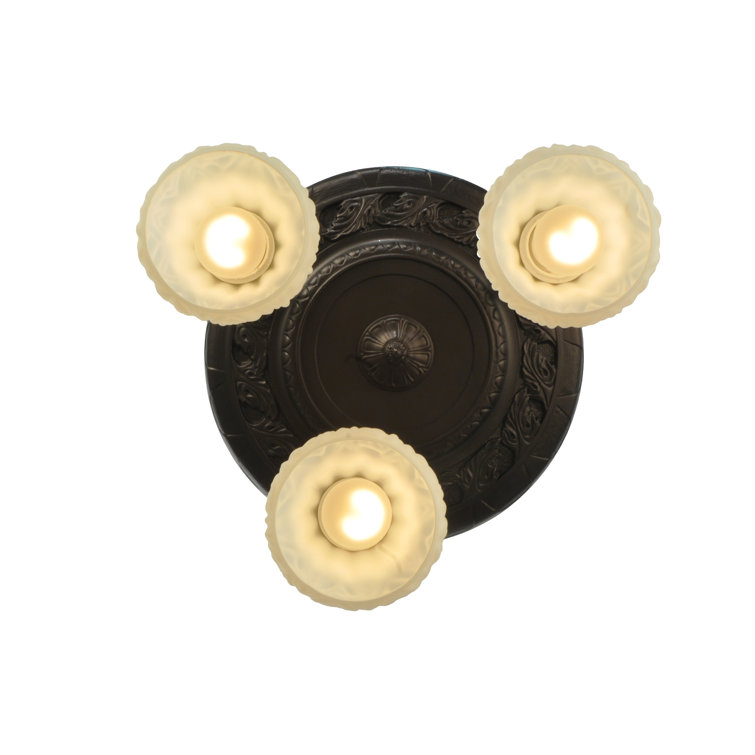 Bronze 3-Light Indoor/Outdoor Glass Semi-Flushmount