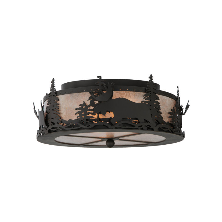 Bronze Glass 2-Light Indoor/Outdoor Flush Mount