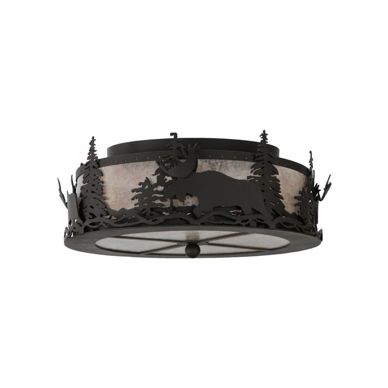 Bronze Glass 2-Light Indoor/Outdoor Flush Mount