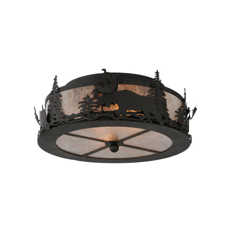 Bronze Glass 2-Light Indoor/Outdoor Flush Mount