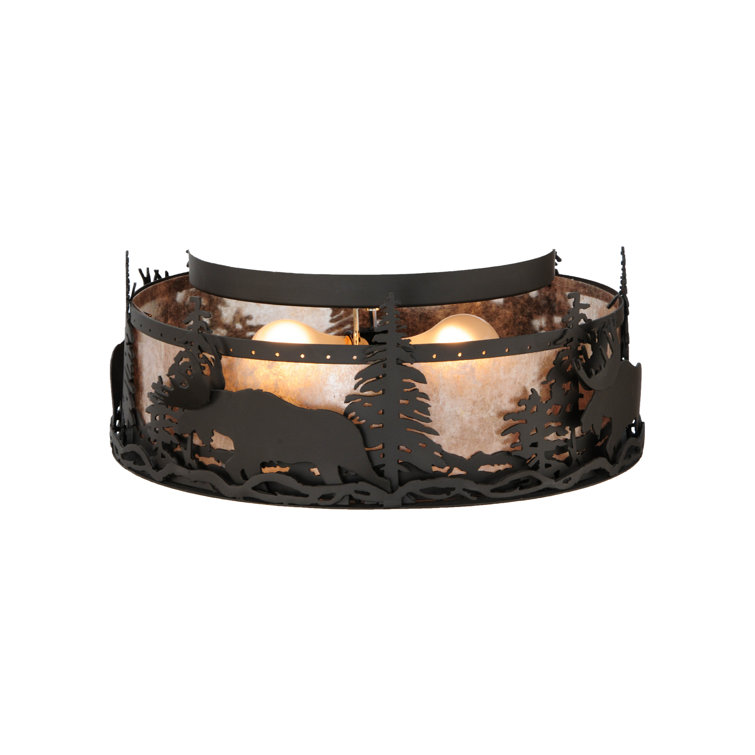 Bronze Glass 2-Light Indoor/Outdoor Flush Mount