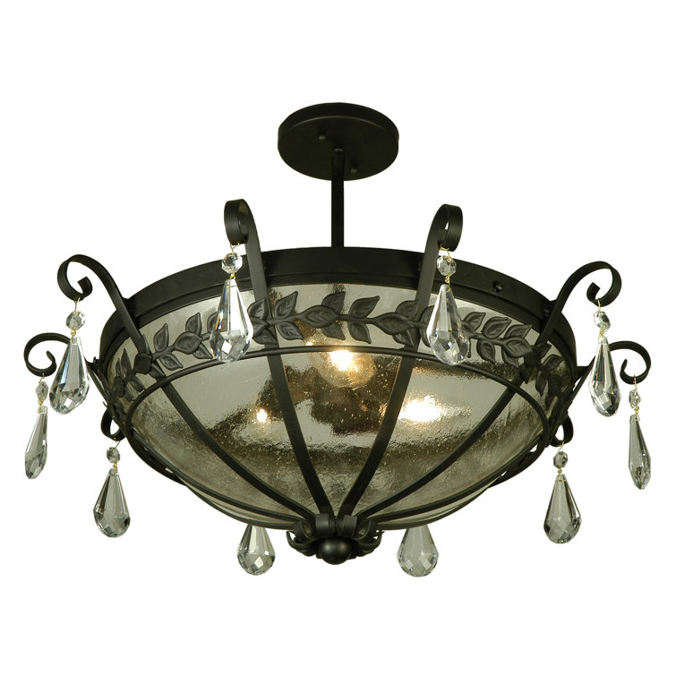 24" Crystal Nickel Indoor/Outdoor Semi-Flush Mount Light