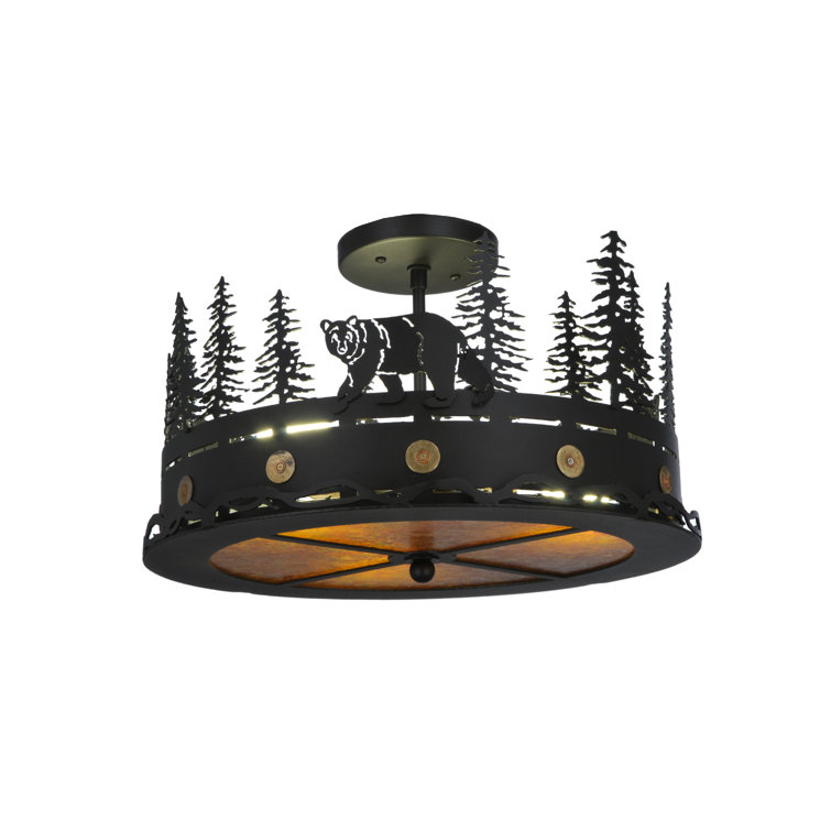 Black Glass 3-Light Energy Star Indoor/Outdoor Flush Mount