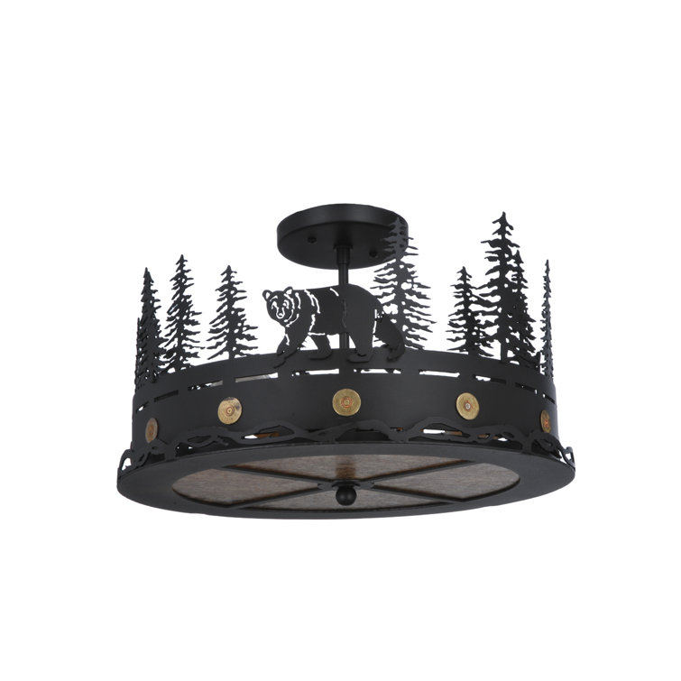Black Glass 3-Light Energy Star Indoor/Outdoor Flush Mount