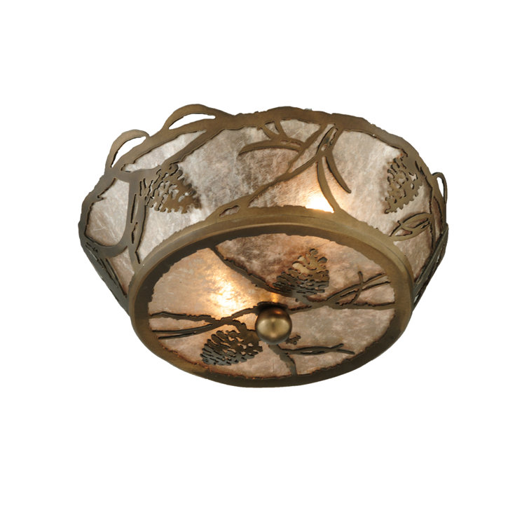 Antique Copper Pine Whisper 2-Light Indoor/Outdoor Bowl Flush Mount