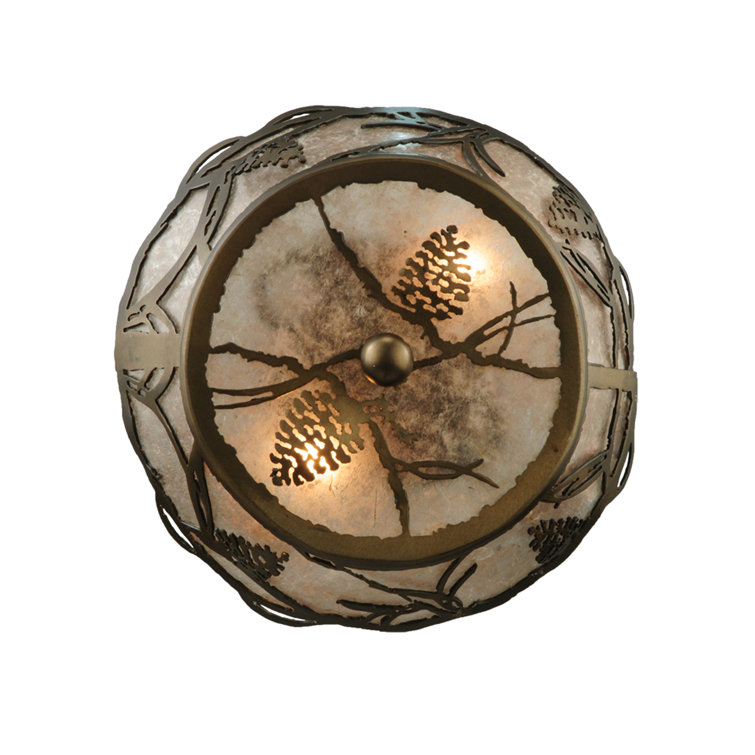 Antique Copper Pine Whisper 2-Light Indoor/Outdoor Bowl Flush Mount
