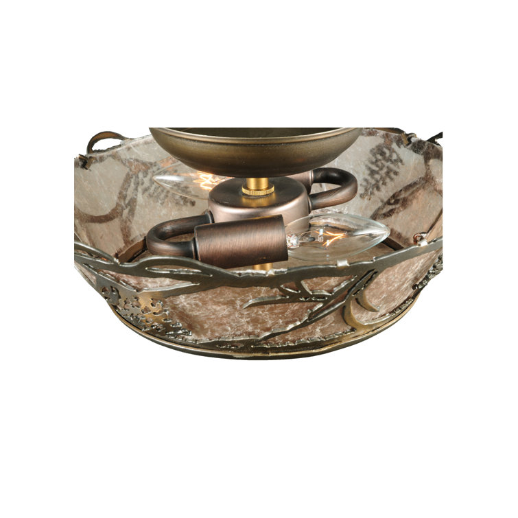 Antique Copper Pine Whisper 2-Light Indoor/Outdoor Bowl Flush Mount