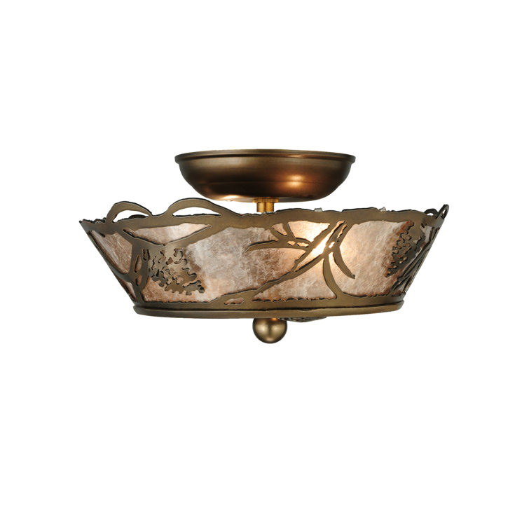 Antique Copper Pine Whisper 2-Light Indoor/Outdoor Bowl Flush Mount