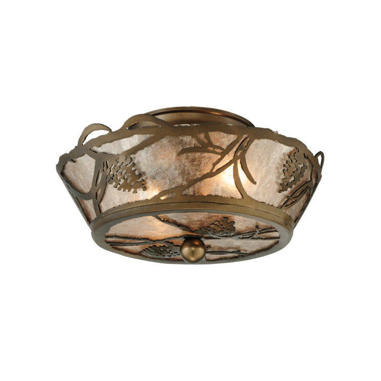 Antique Copper Pine Whisper 2-Light Indoor/Outdoor Bowl Flush Mount