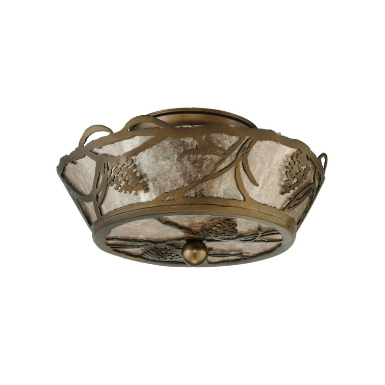 Antique Copper Pine Whisper 2-Light Indoor/Outdoor Bowl Flush Mount