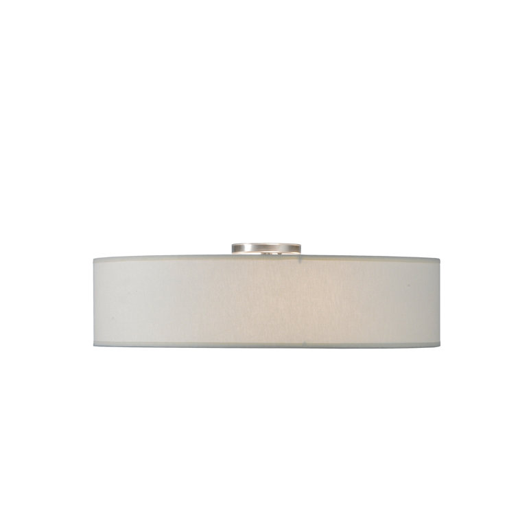 Off-White Glass and Nickel Drum LED Flush Mount