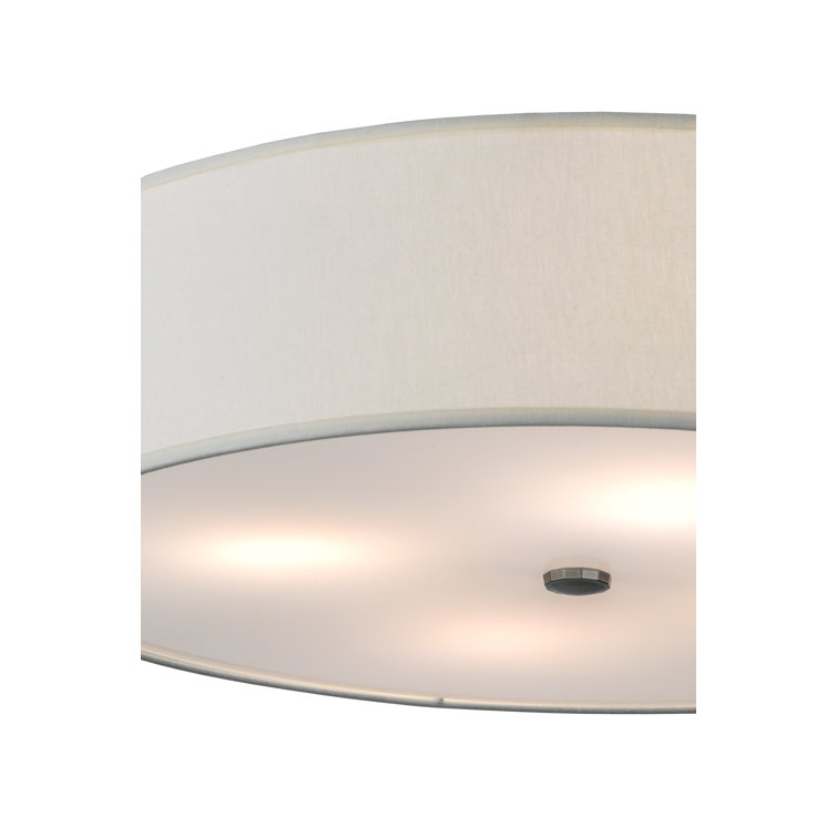 Off-White Glass and Nickel Drum LED Flush Mount