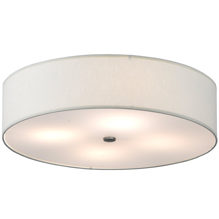 Off-White Glass and Nickel Drum LED Flush Mount