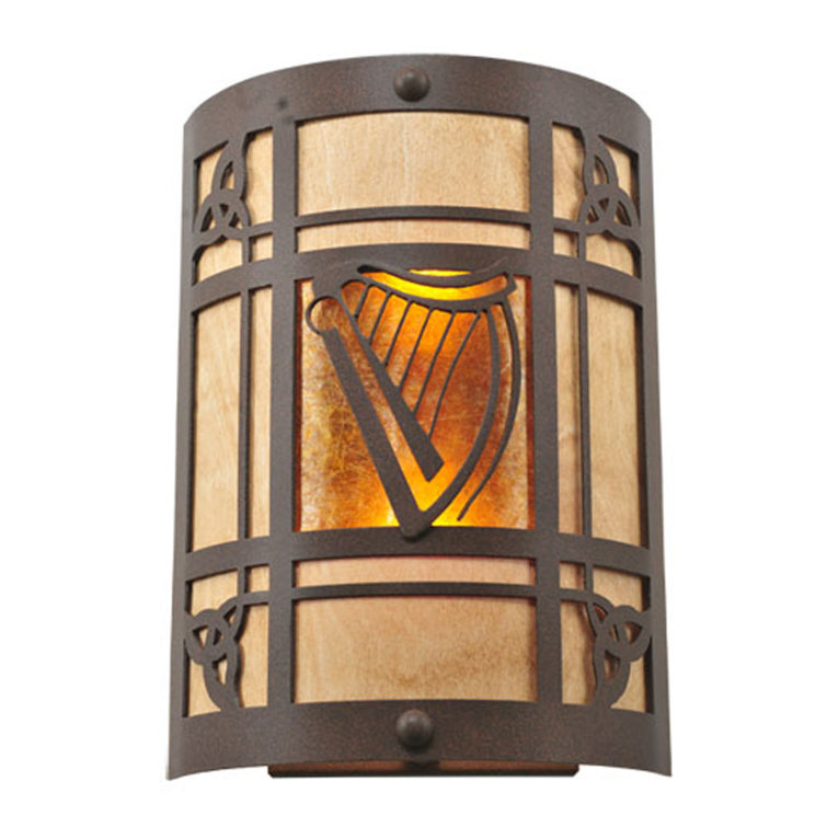 Celtic Harp Amber Mica 2-Light Direct Wired Sconce
