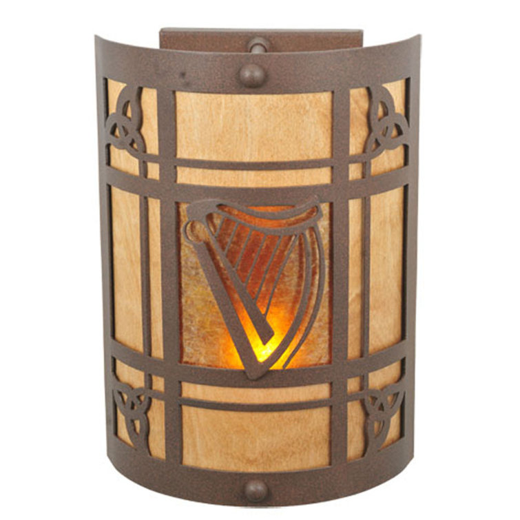Celtic Harp Amber Mica 2-Light Direct Wired Sconce