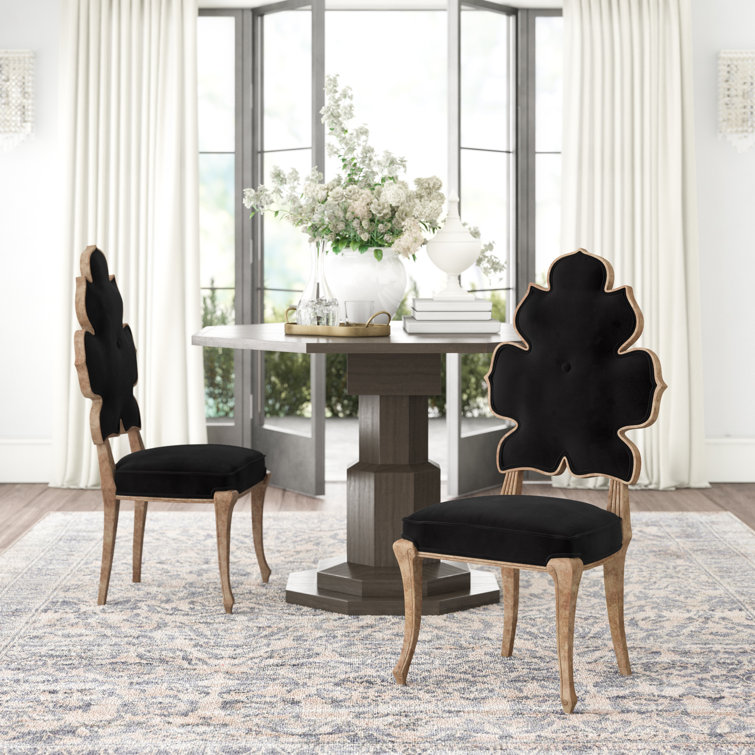 Regal Curves Black Velvet Rubberwood Side Chair